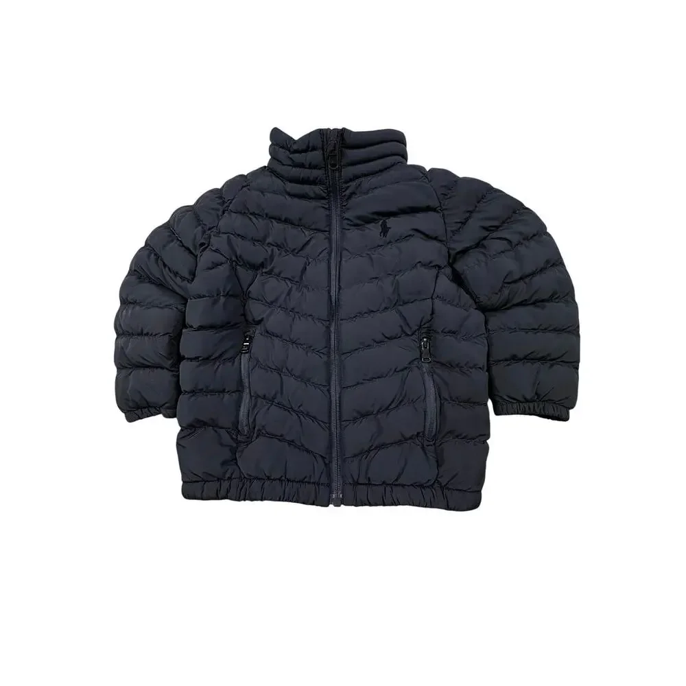Ralph Lauren Puffer Coat Boys/Girls 24M Gray Quilted Jacket Preppy Pony